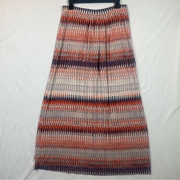 Lucy & Laurel Geo Design Orange, Cream and Blue Maxi Skirt Size Large - Picture 2 of 7